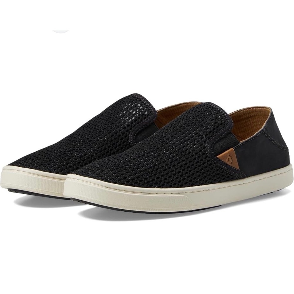 OluKai Pehuea Black Mesh Slip On Sneakers Womens 8 Drop In Heel